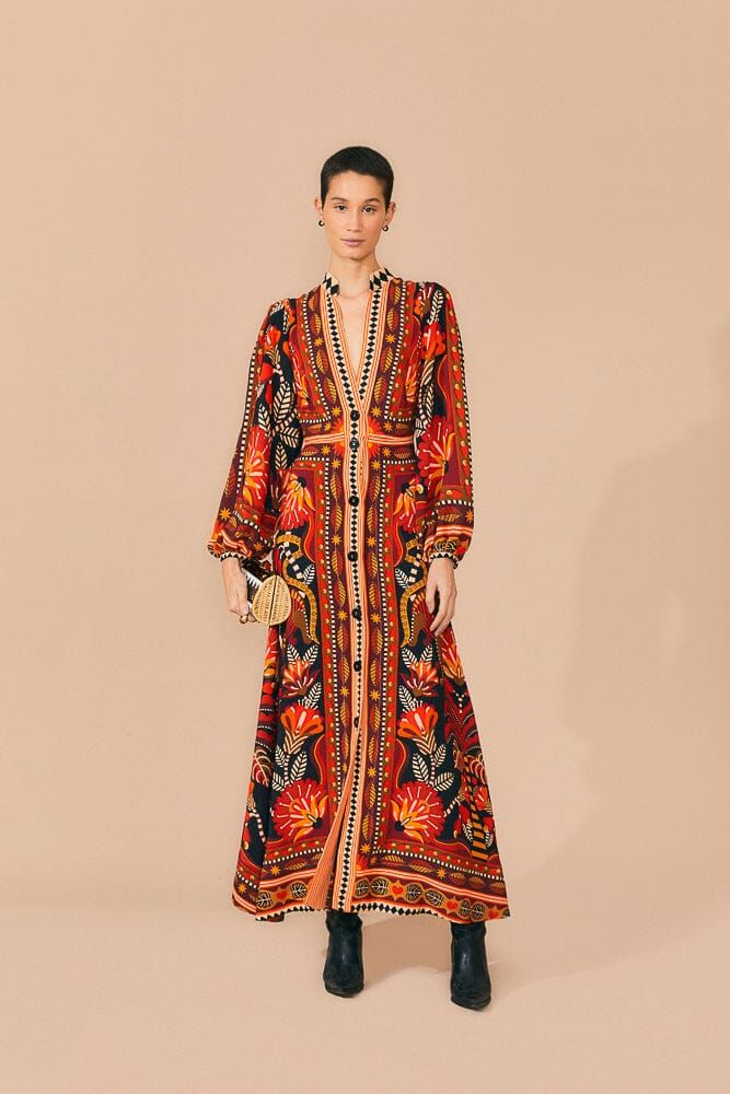 Red Nature Beauty Scarf Long Sleeve Maxi Dress sold by FARM Rio product image thumbnail 3