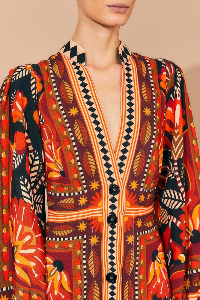 Red Nature Beauty Scarf Long Sleeve Maxi Dress sold by FARM Rio product image thumbnail 2