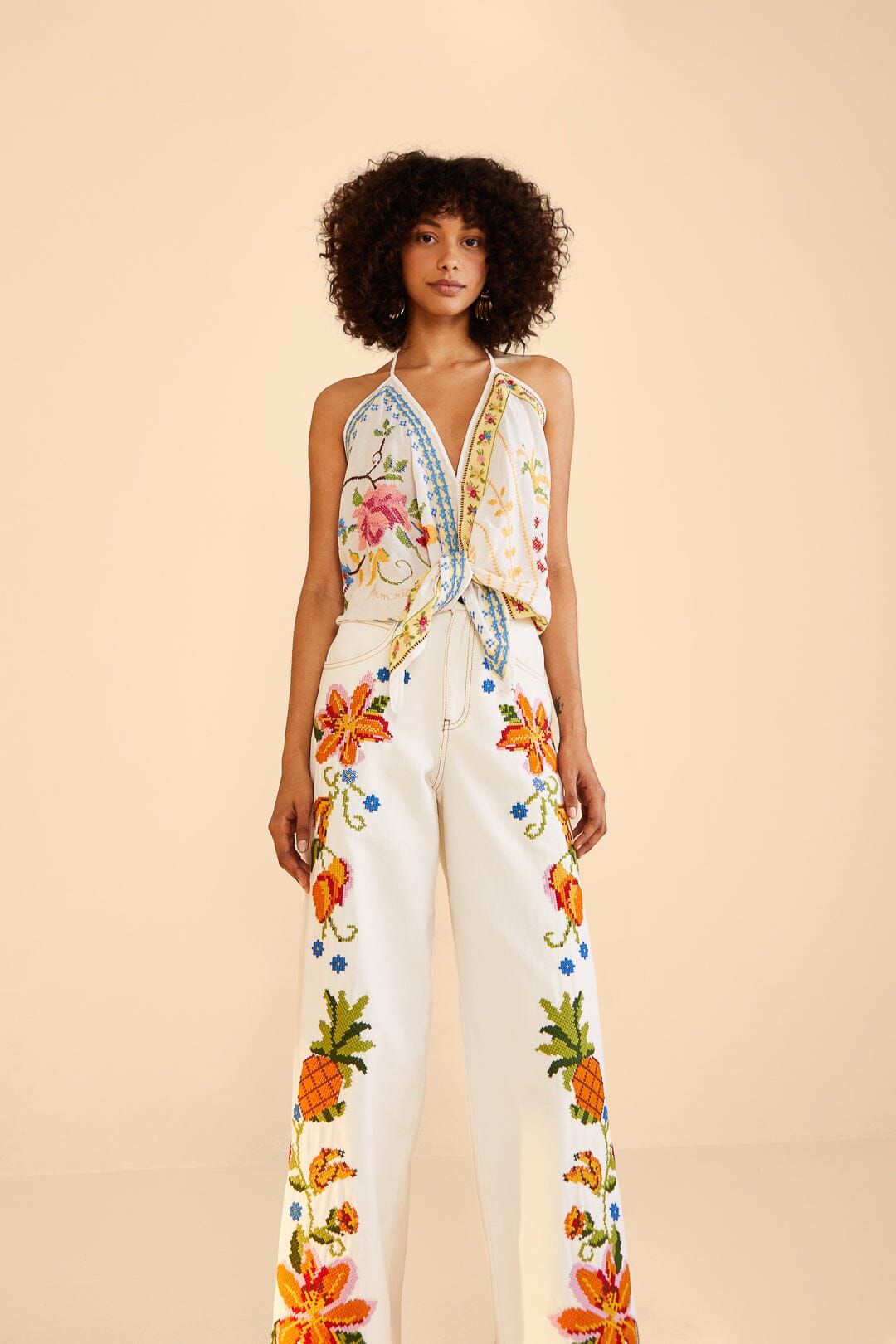 Embroidered Floral Twill Pants sold by FARM Rio product image thumbnail 2