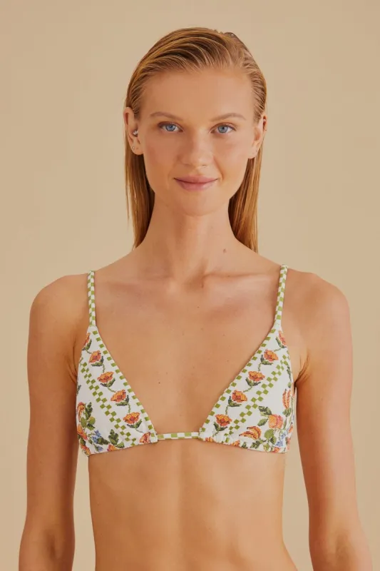 White Banana Vitamin Side Tie Bikini Top sold by FARM Rio