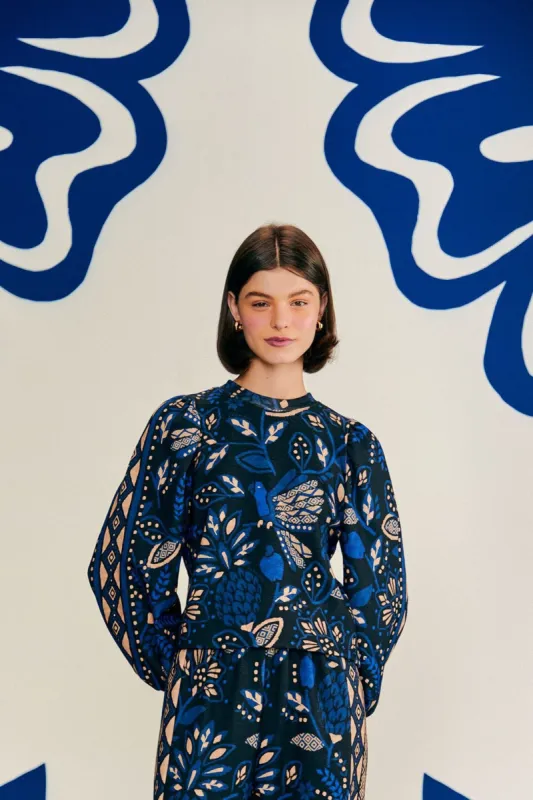 Black Macaw Forest Sweatshirt made by FARM Rio