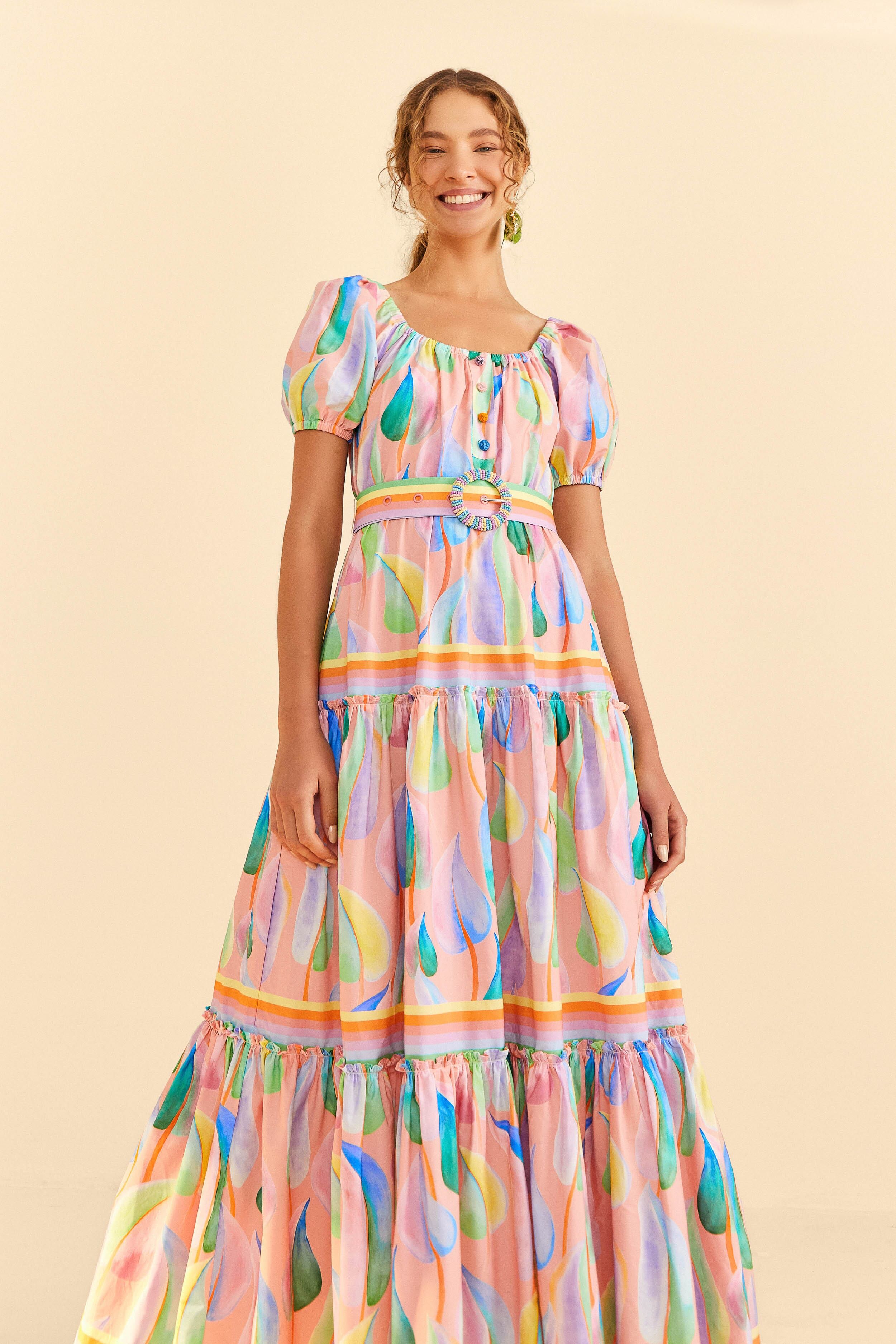 Pink Pastel Leaves Maxi Dress sold by FARM Rio