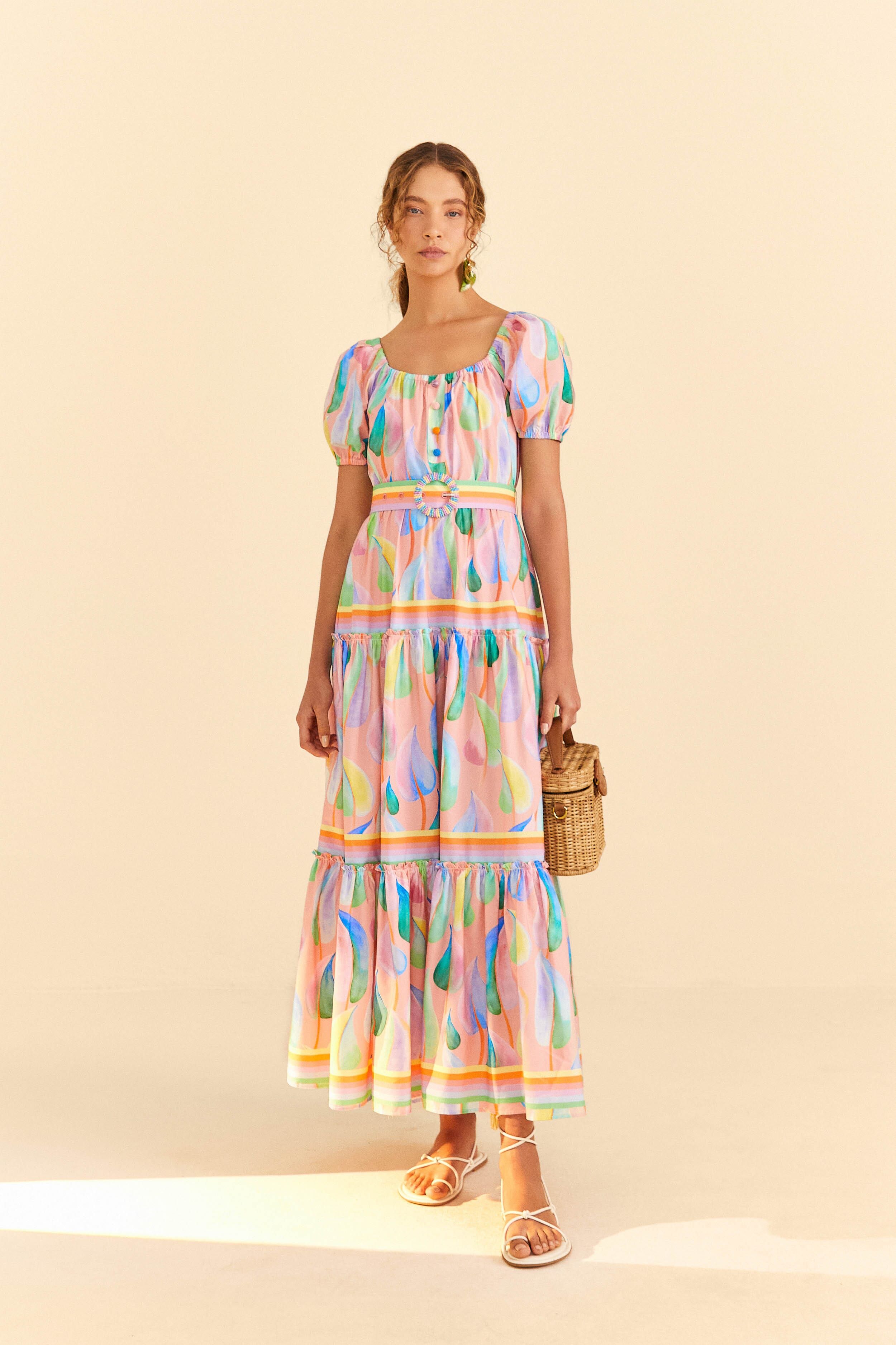 Pink Pastel Leaves Maxi Dress sold by FARM Rio product image thumbnail 2