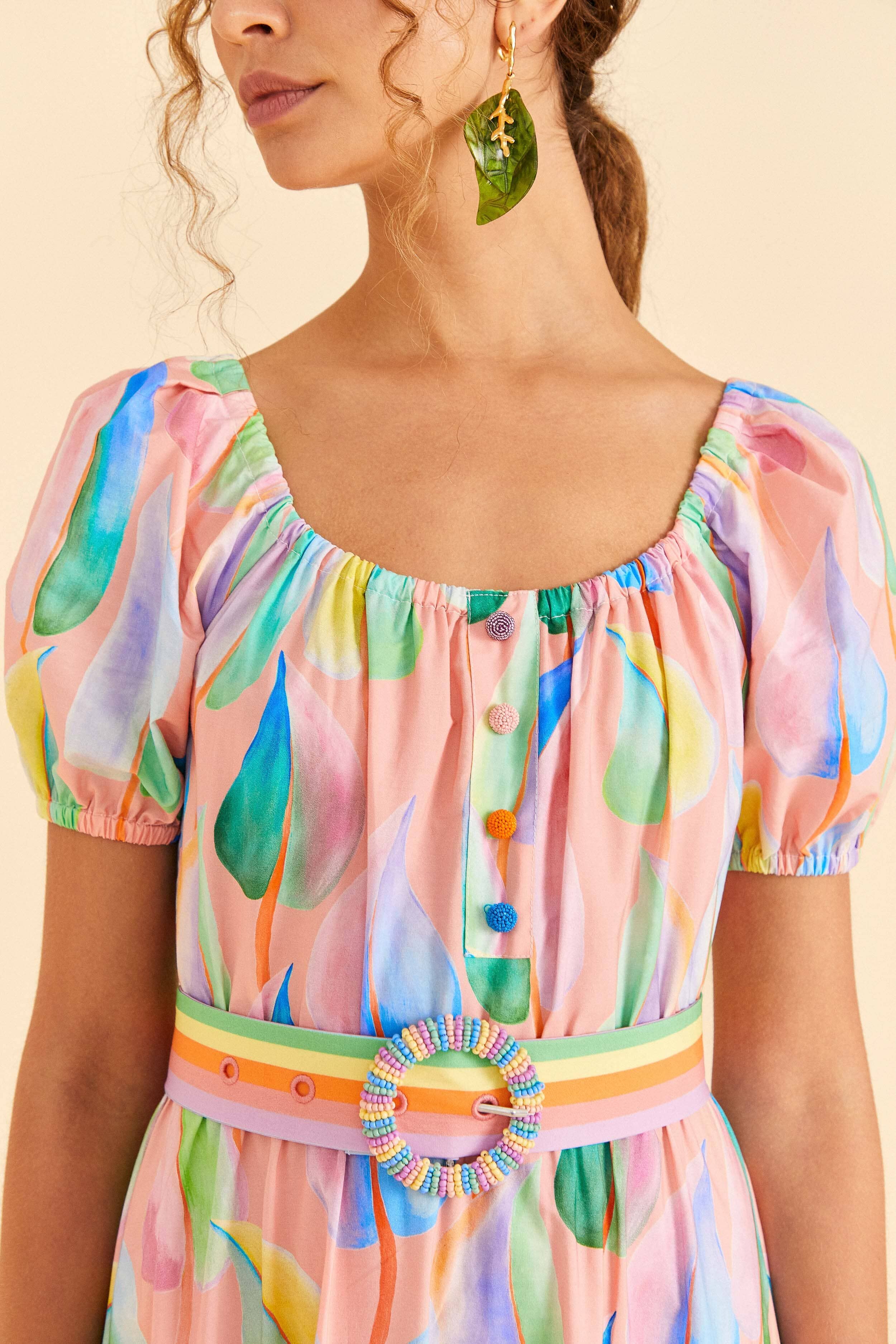 Pink Pastel Leaves Maxi Dress sold by FARM Rio product image thumbnail 3