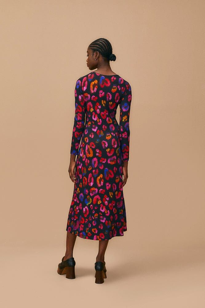 Black Iridescent Leopards Lenzing™ Ecovero™ Viscose Midi Dress sold by FARM Rio product image thumbnail 4