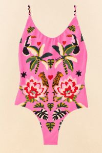 Pink Leopard Forest One Piece Swimsuit sold by FARM Rio