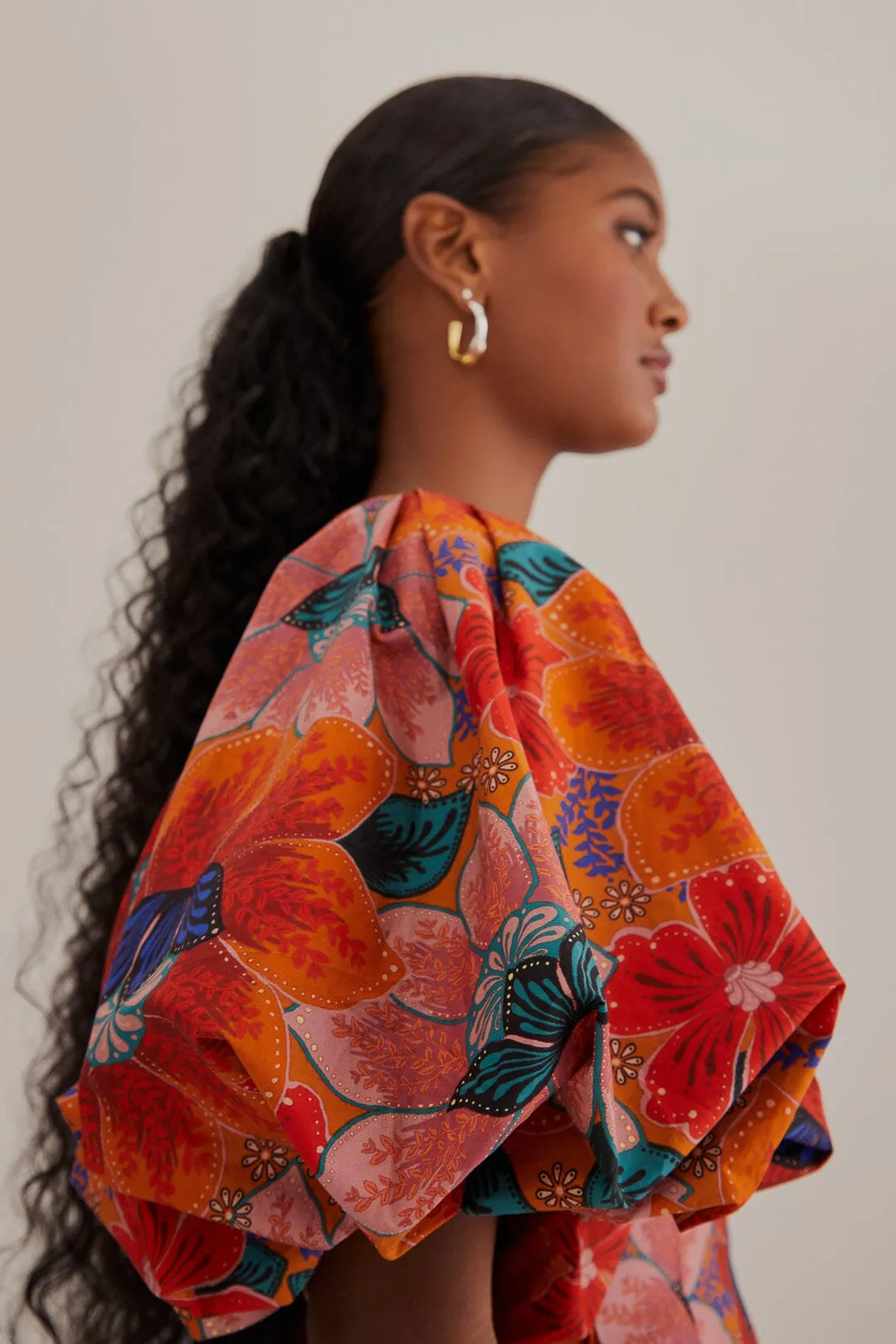 Orange Marias Floral Cut-Out Midi Dress sold by FARM Rio product image thumbnail 3