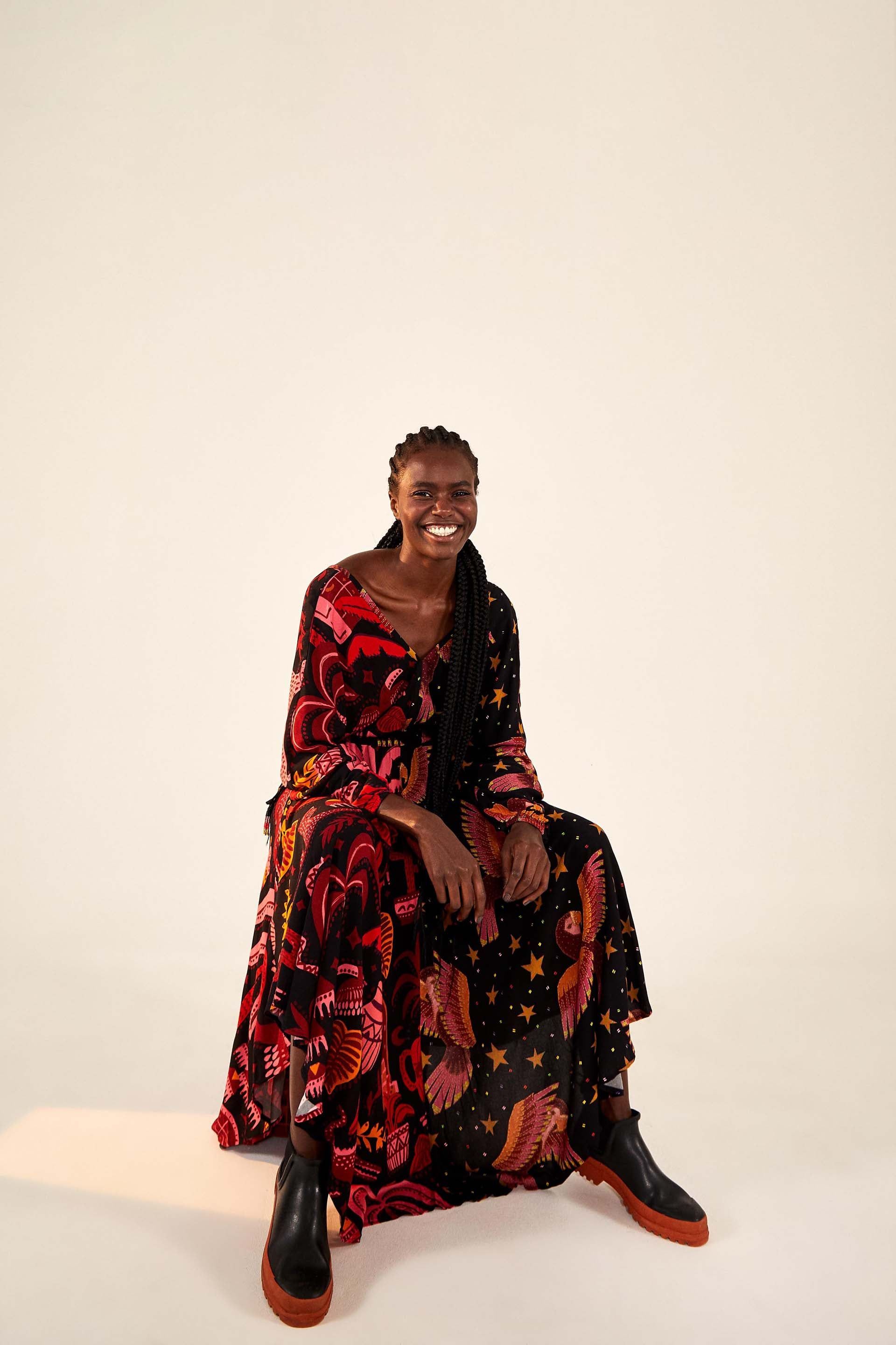 MIXED BLACK PRINTS MAXI DRESS sold by FARM Rio product image thumbnail 3