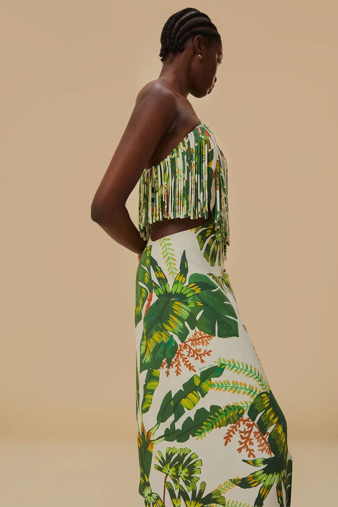 Tropical Forest Off-White Fringed Midi Dress sold by FARM Rio product image thumbnail 4