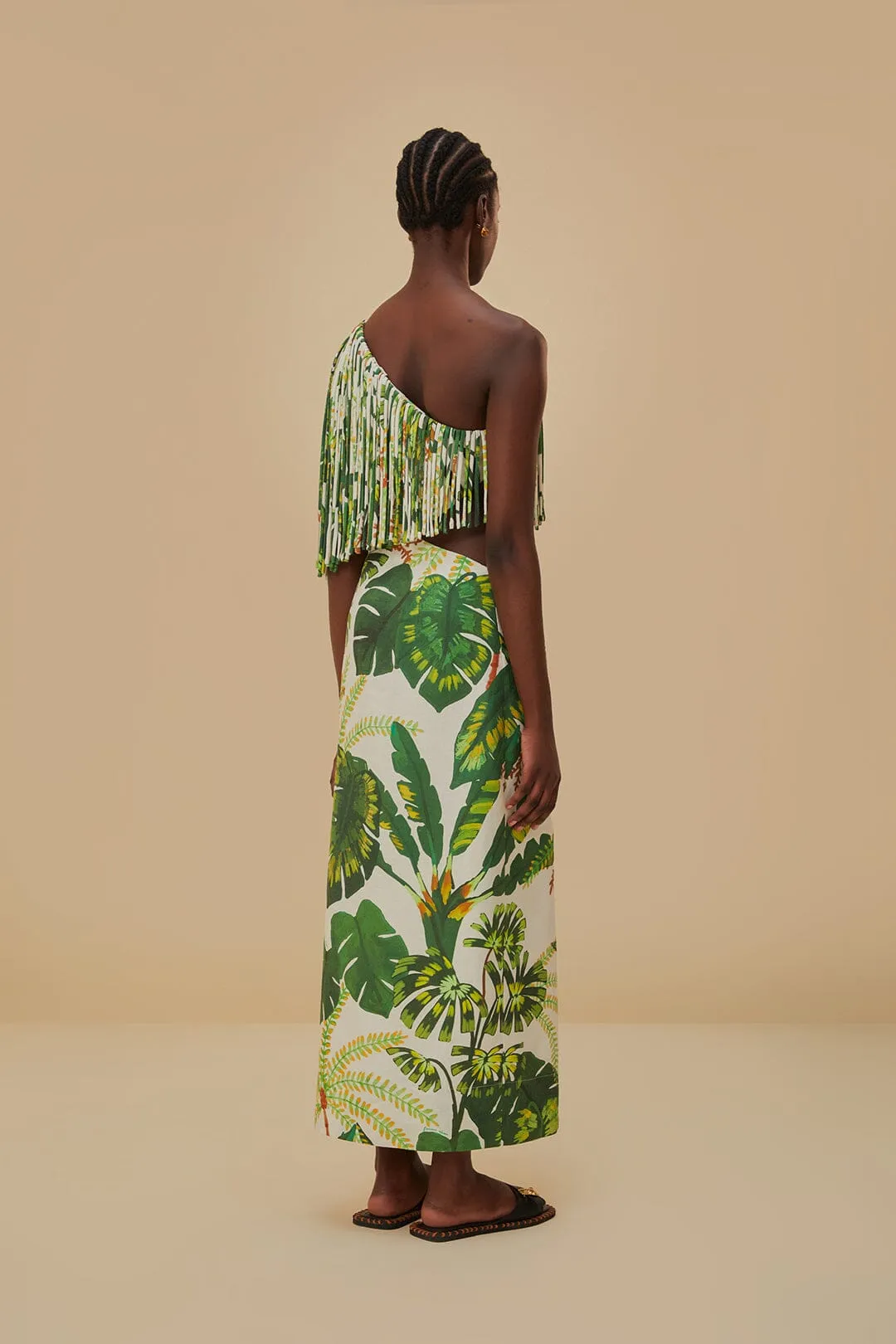 Tropical Forest Off-White Fringed Midi Dress sold by FARM Rio product image thumbnail 5