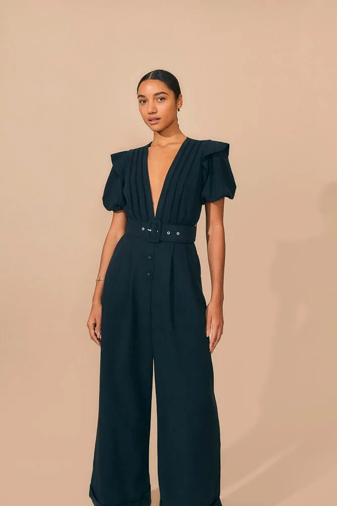 Black Pleated Short Sleeve Jumpsuit sold by FARM Rio product image thumbnail 2