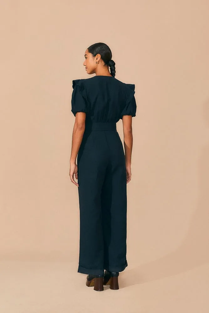 Black Pleated Short Sleeve Jumpsuit sold by FARM Rio product image thumbnail 4