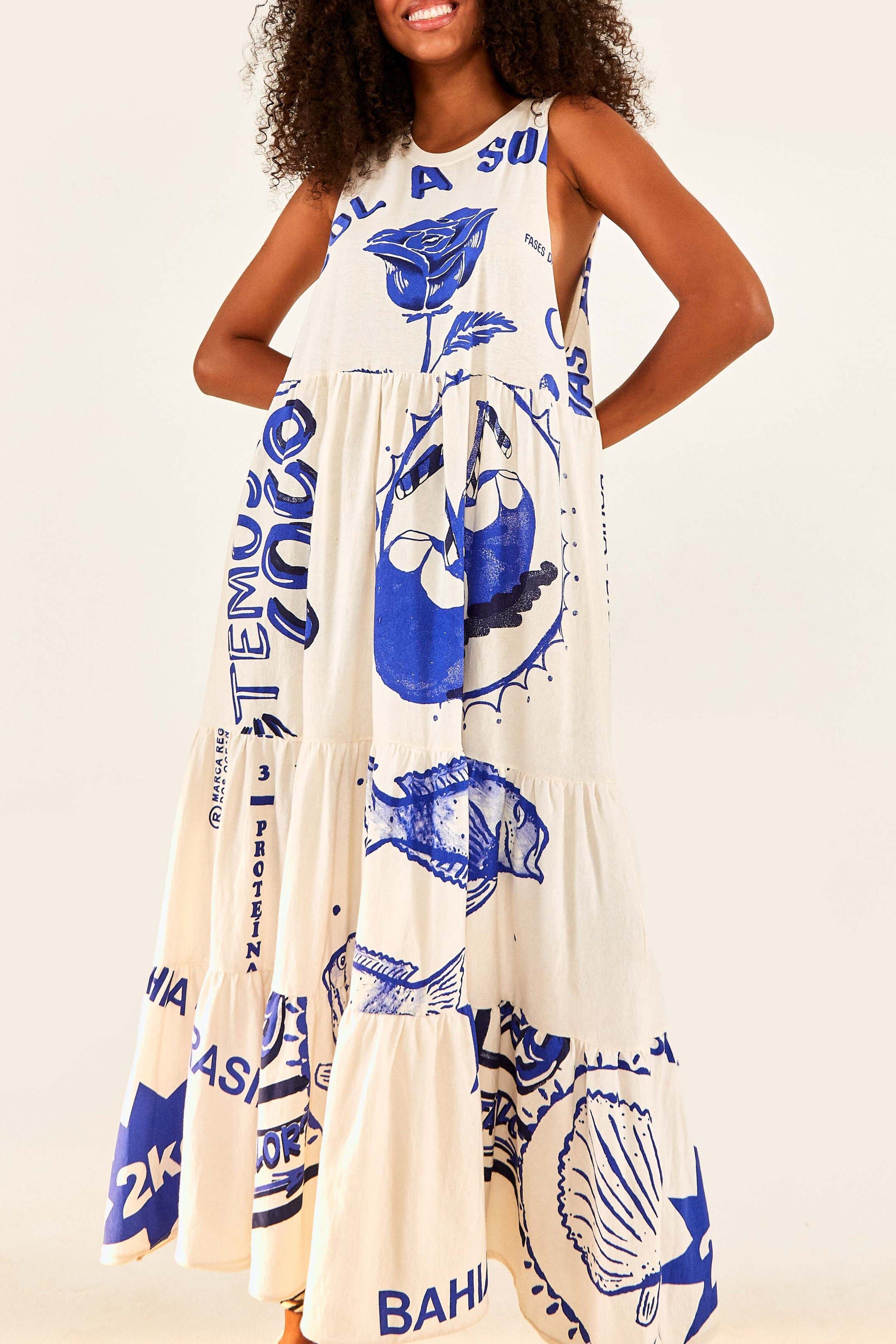 White Rainha Das Aguas T Shirt Dress sold by FARM Rio