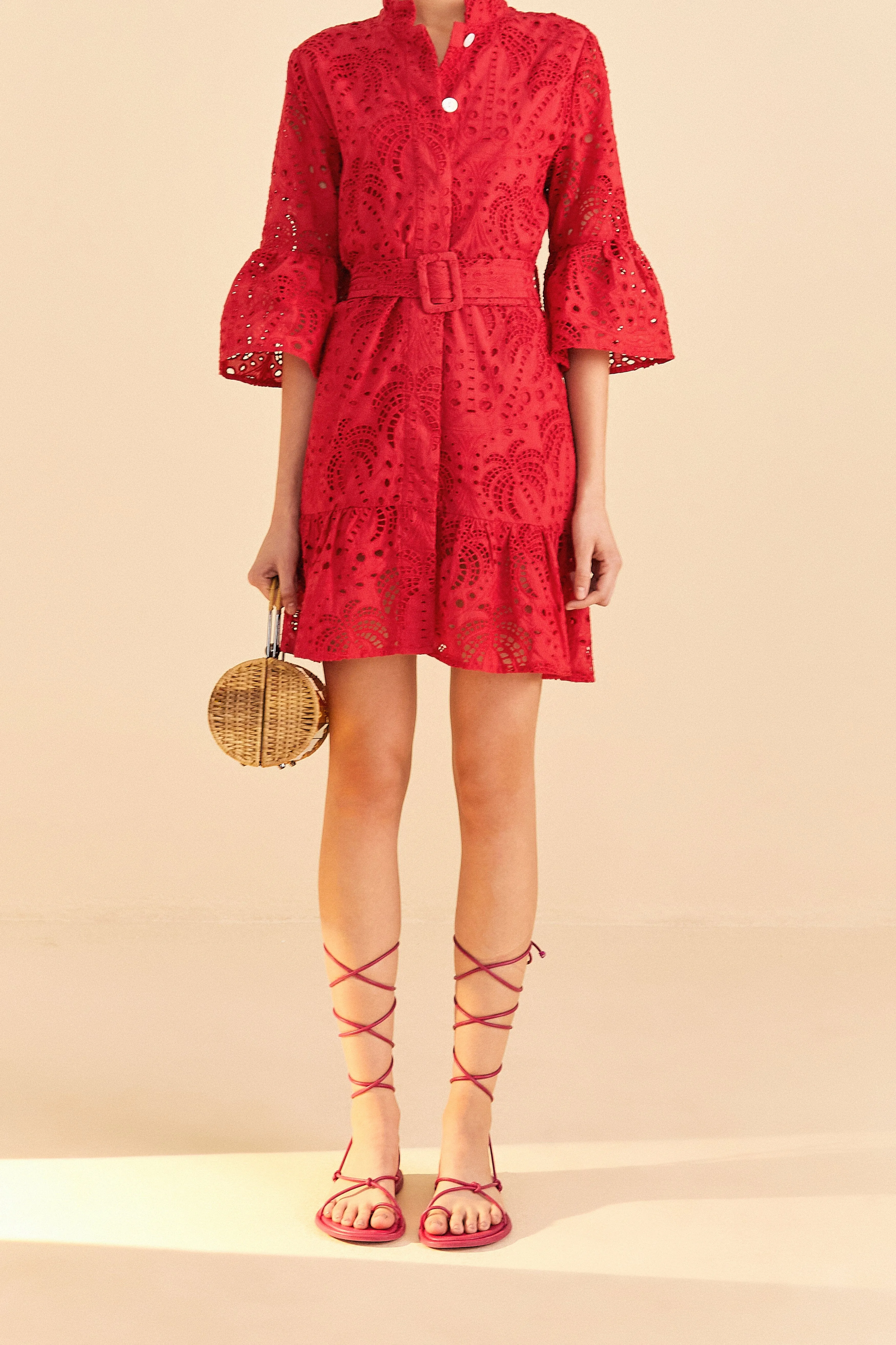 Red Palm Tree Mini Dress sold by FARM Rio