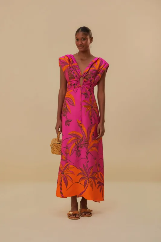 Pink Beach Forest Lenzing™ Ecovero™ Viscose Maxi Dress sold by FARM Rio