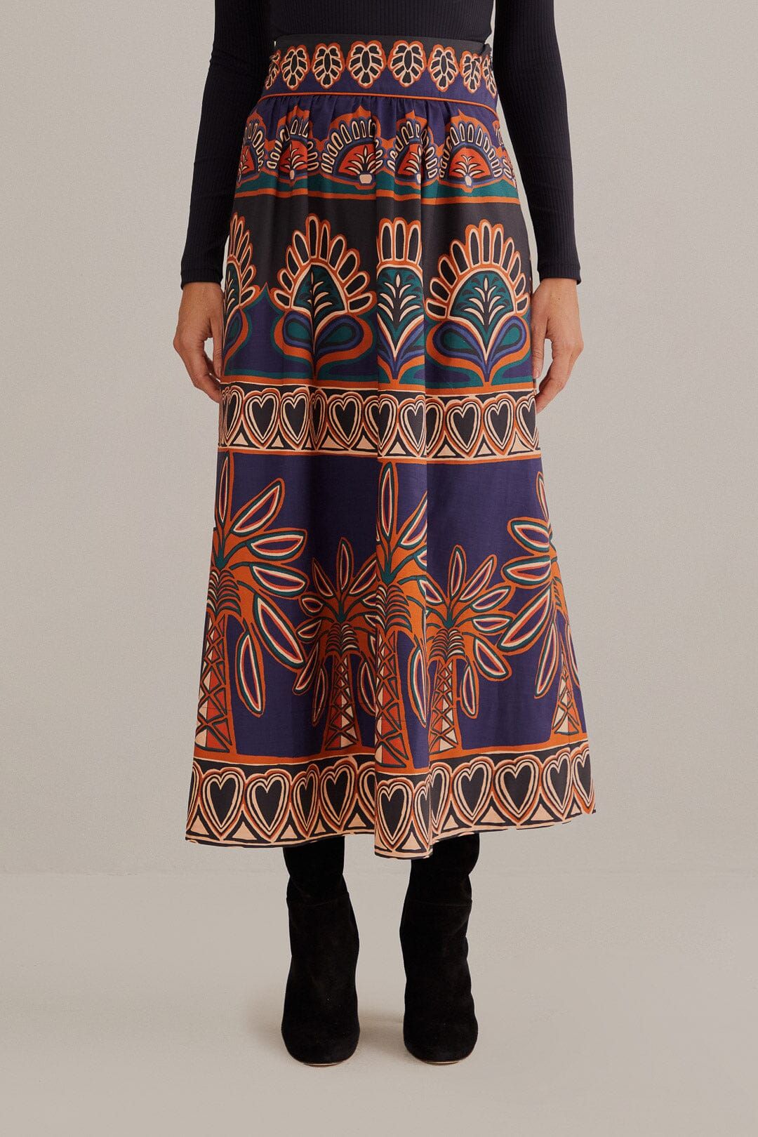 Orange Ainika Tapestry Midi Skirt sold by FARM Rio product image thumbnail 3