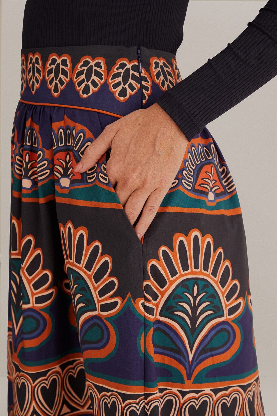 Orange Ainika Tapestry Midi Skirt sold by FARM Rio product image thumbnail 4