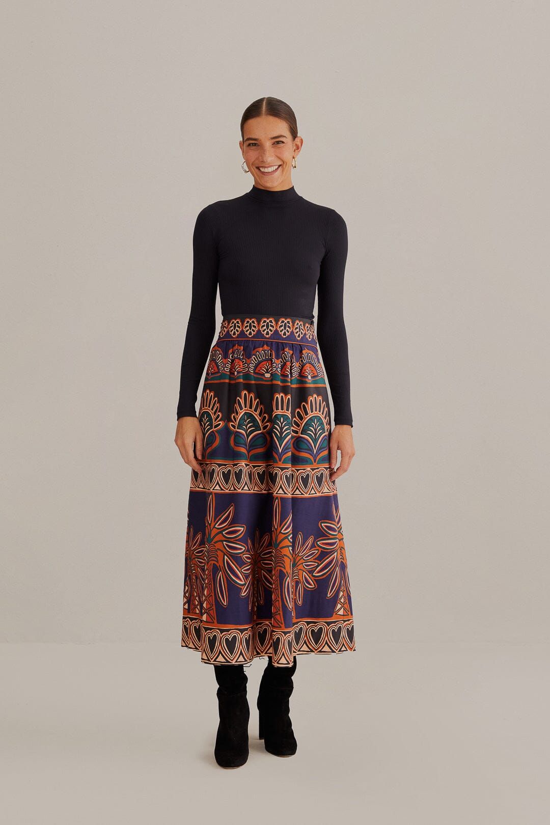 Orange Ainika Tapestry Midi Skirt sold by FARM Rio
