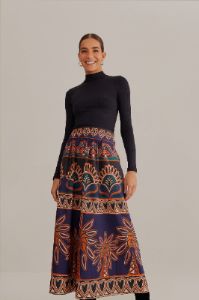 Orange Ainika Tapestry Midi Skirt sold by FARM Rio