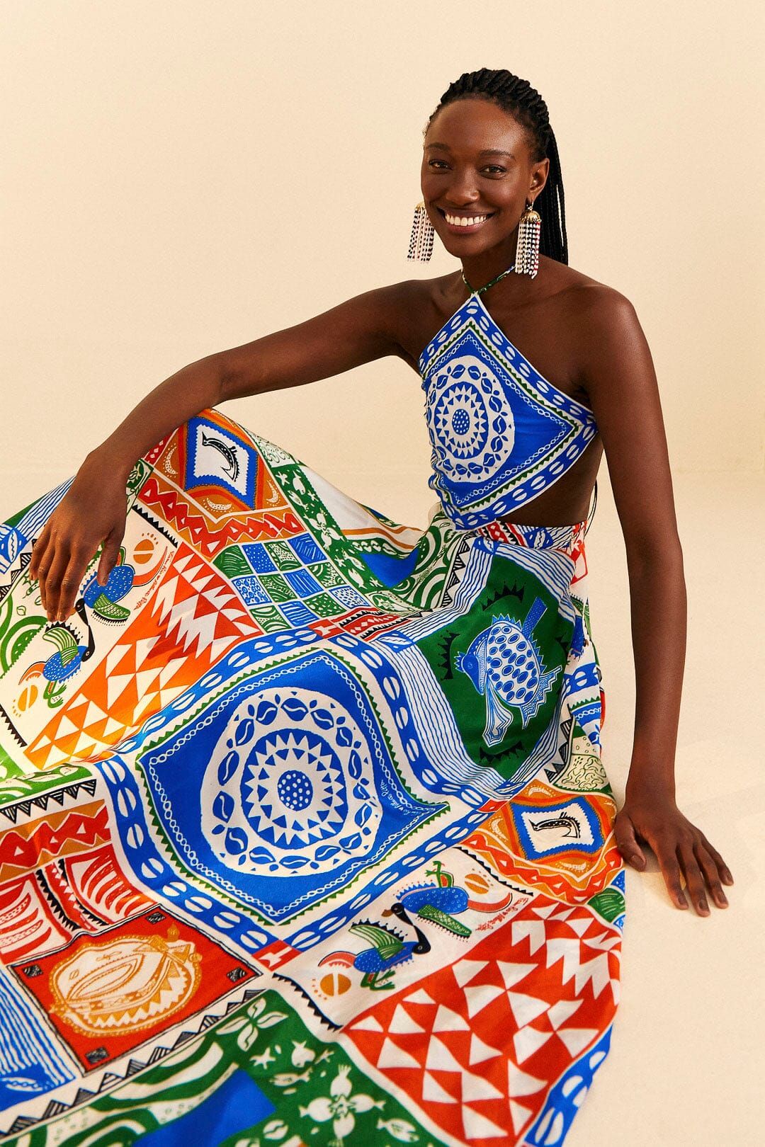 Off-White Pitta Colors Maxi Dress sold by FARM Rio product image thumbnail 2