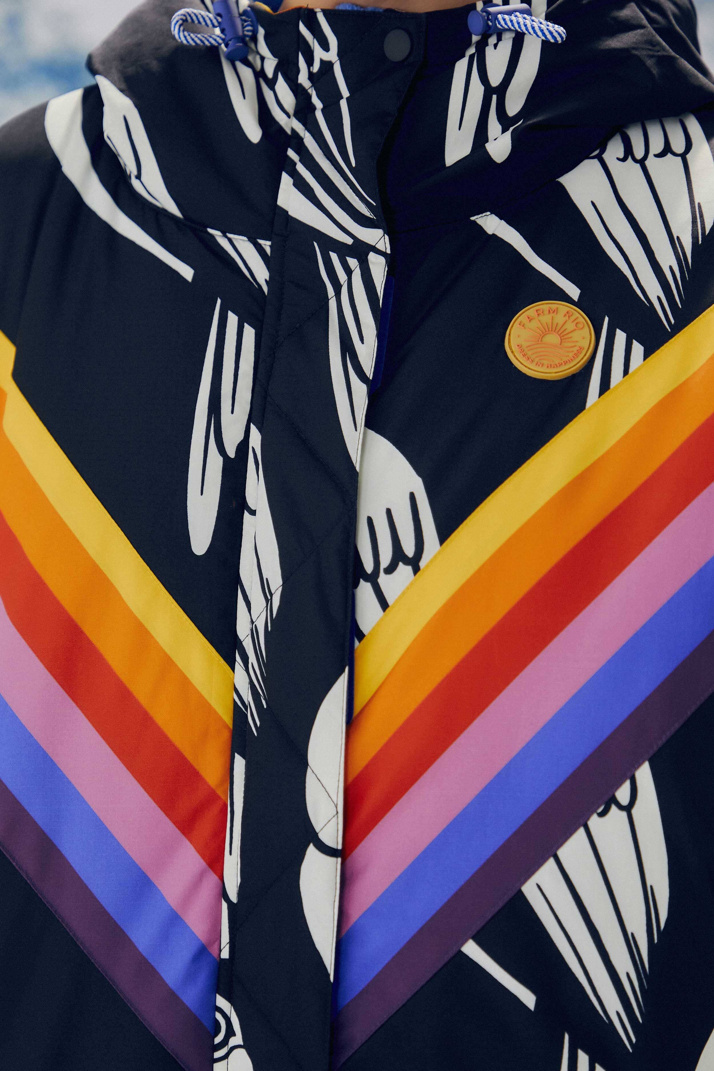 Black Graphic Toucans Ski Puffer Jacket sold by FARM Rio product image thumbnail 7