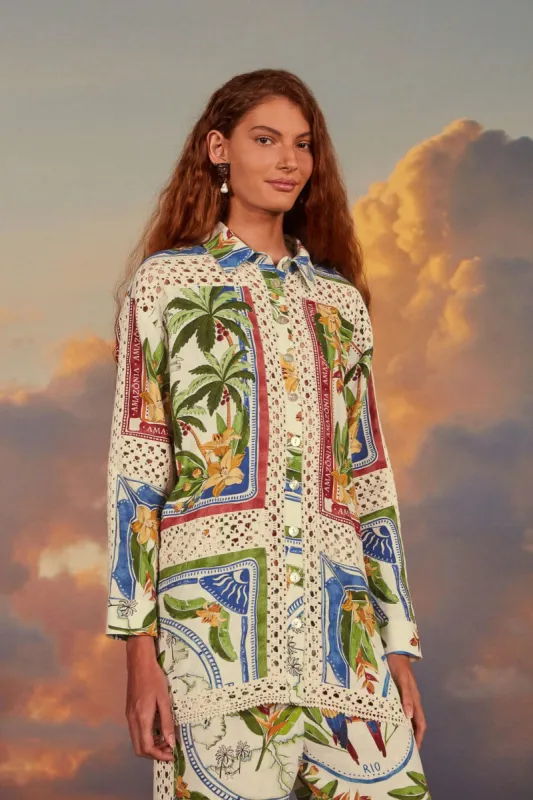 Tropical Destination LENZING™ ECOVERO™ Euroflax™ Crochet Shirt sold by FARM Rio