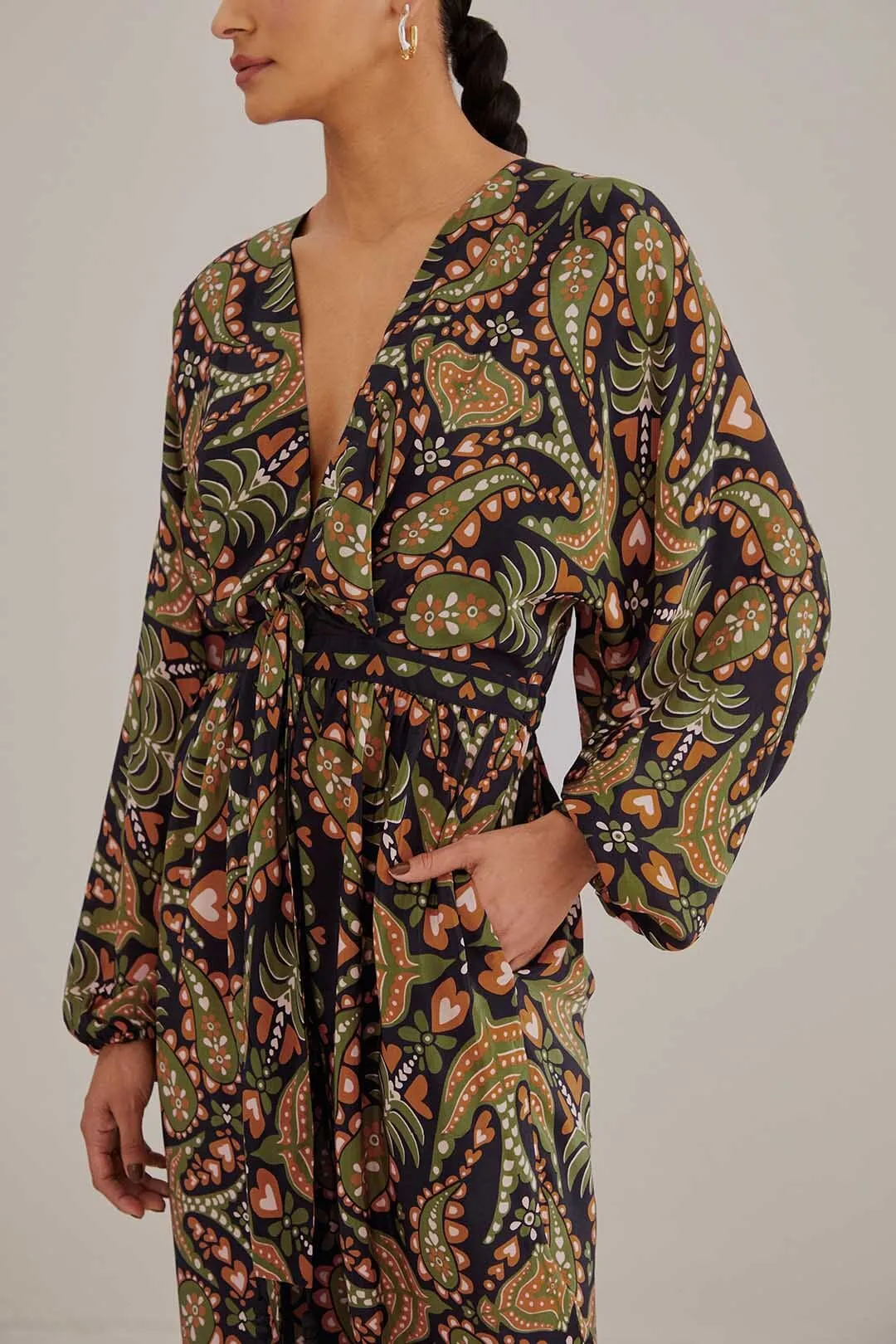 Black Martina Scarf V Neck Jumpsuit sold by FARM Rio product image thumbnail 4