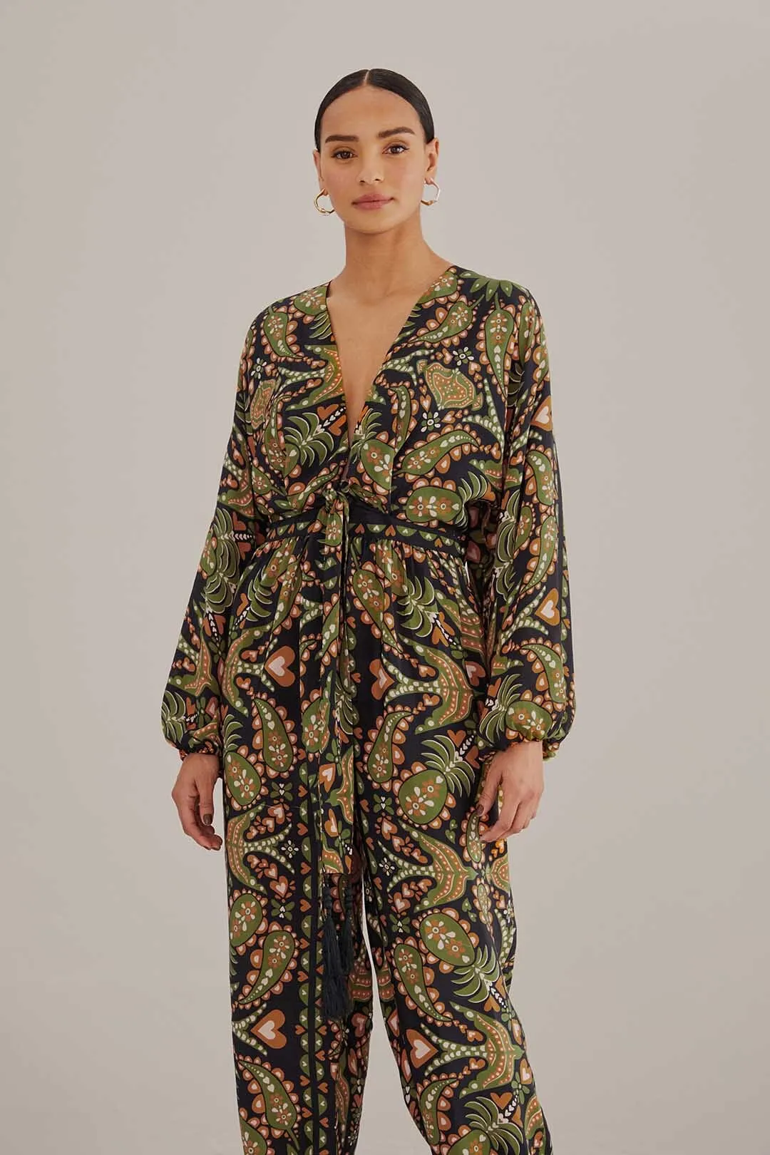 Black Martina Scarf V Neck Jumpsuit sold by FARM Rio product image thumbnail 3