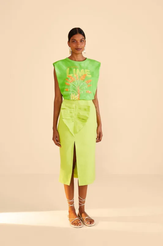 Lime Leaf Midi Skirt sold by FARM Rio
