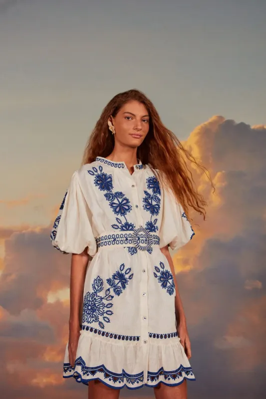 White Richelieu Euroflax™ Premium Linen Mini Dress sold by FARM Rio