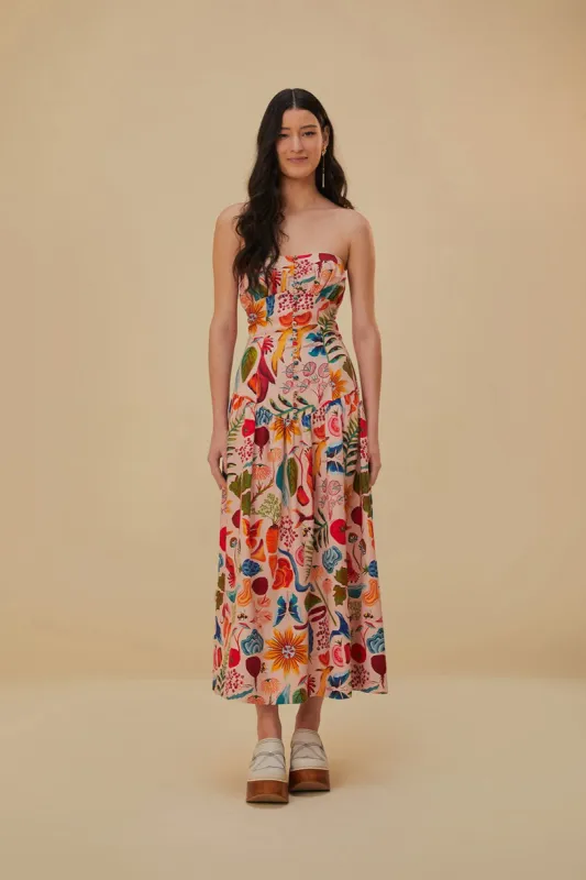 Beige Bright Farm Lenzing™ Ecovero™ Euroflax™ Maxi Dress made by FARM Rio