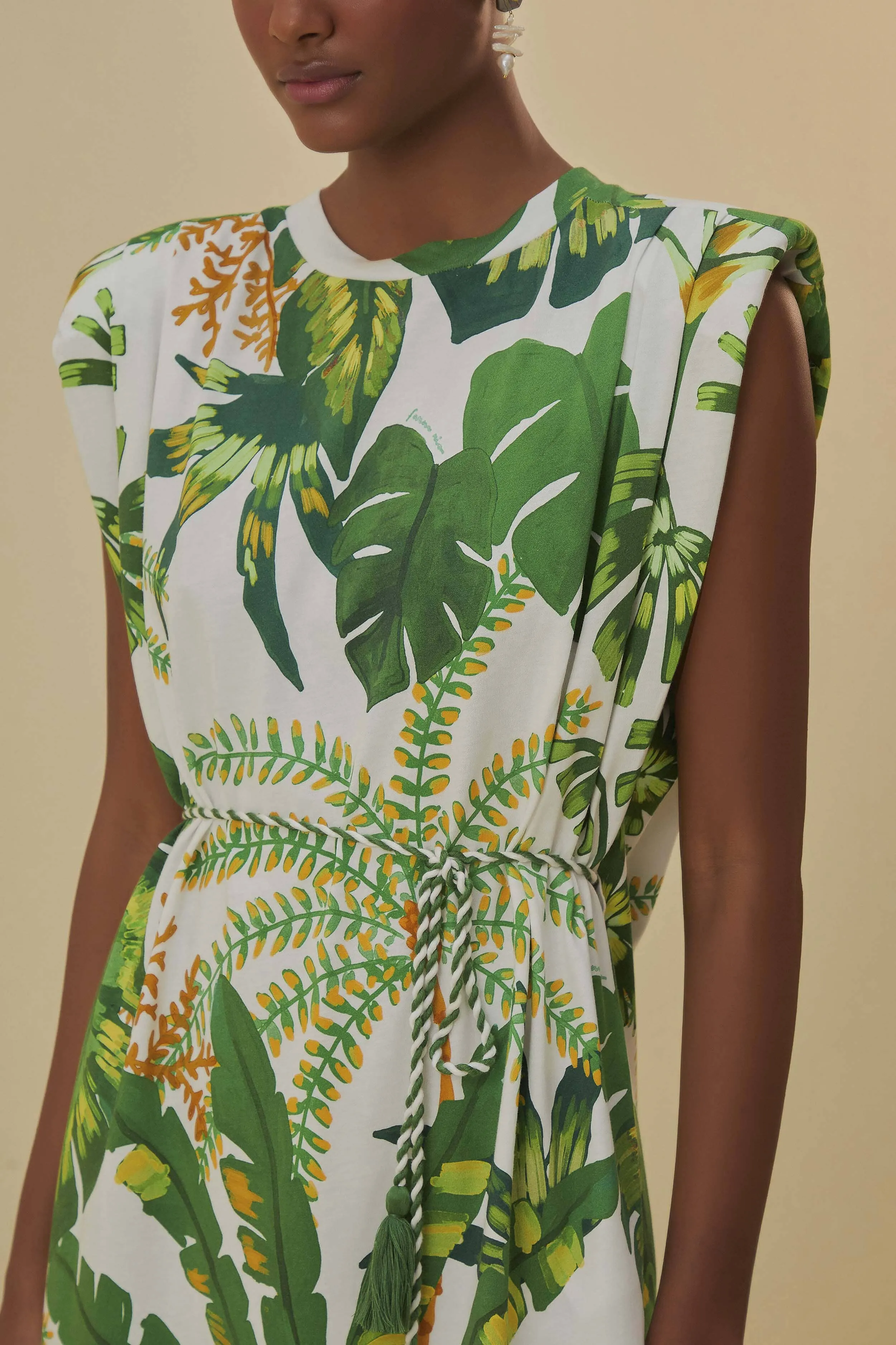 Tropical Forest Off-White T-Shirt Dress sold by FARM Rio product image thumbnail 4