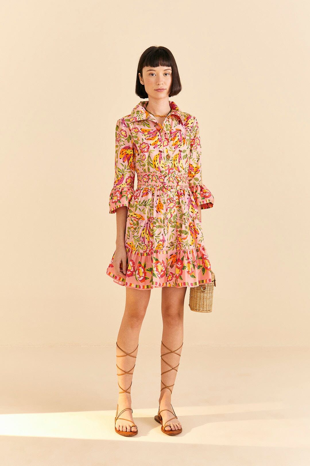 Pink Painted Bananas Organic Cotton Mini Dress sold by FARM Rio product image thumbnail 2