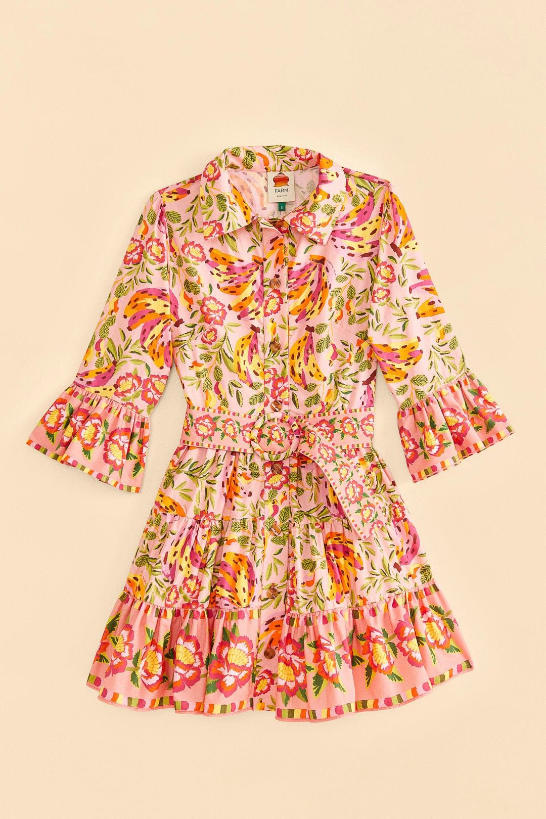 Pink Painted Bananas Organic Cotton Mini Dress sold by FARM Rio product image thumbnail 6