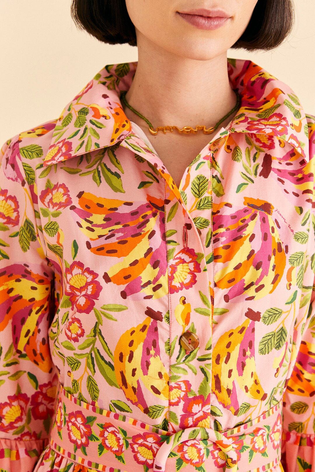 Pink Painted Bananas Organic Cotton Mini Dress sold by FARM Rio product image thumbnail 3