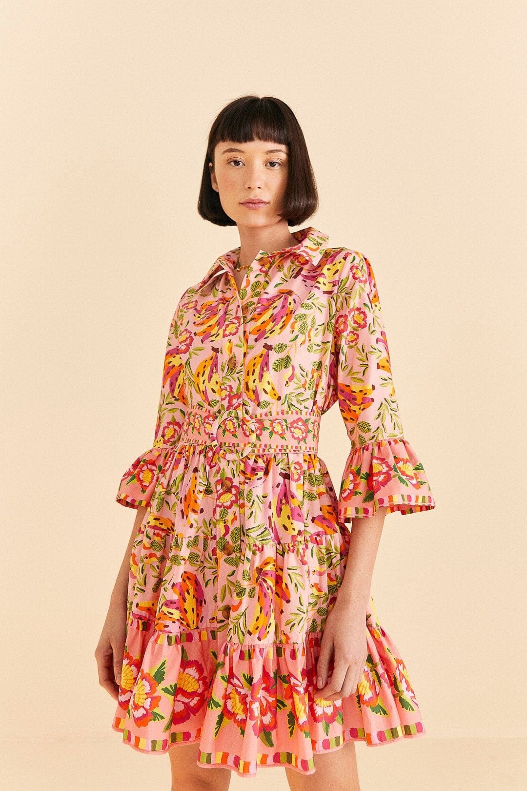 Pink Painted Bananas Organic Cotton Mini Dress sold by FARM Rio