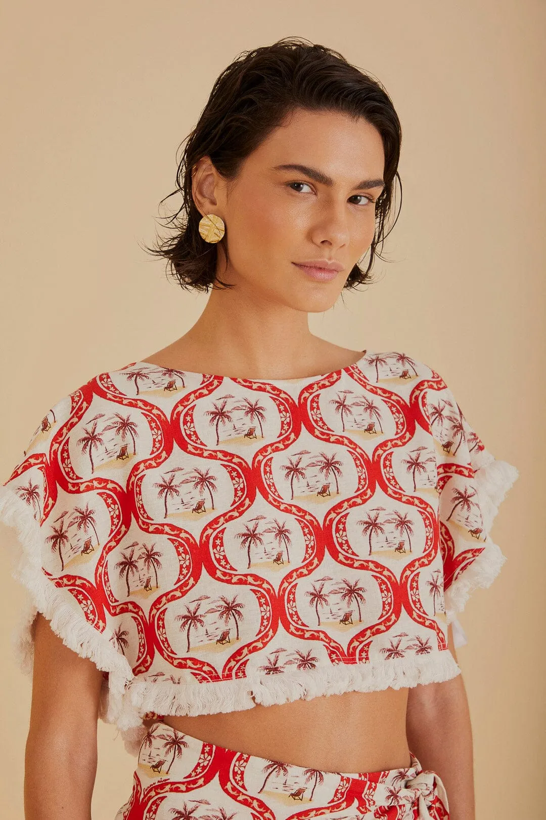 Summer Beach LENZING™ ECOVERO™ Euroflax™ Blouse sold by FARM Rio