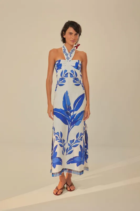 Off-White Blue Yard Sleeveless Maxi Dress sold by FARM Rio