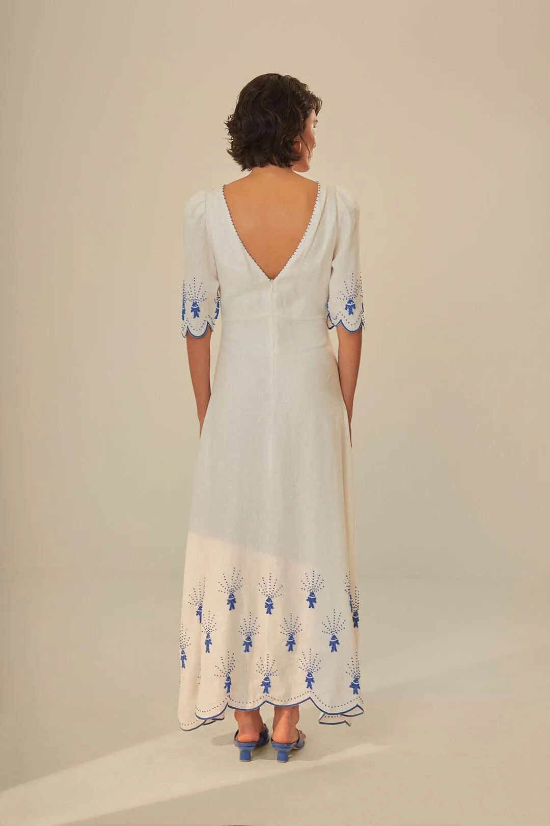 Off-White Sea Of Fish Embroidered Midi Dress sold by FARM Rio product image thumbnail 5