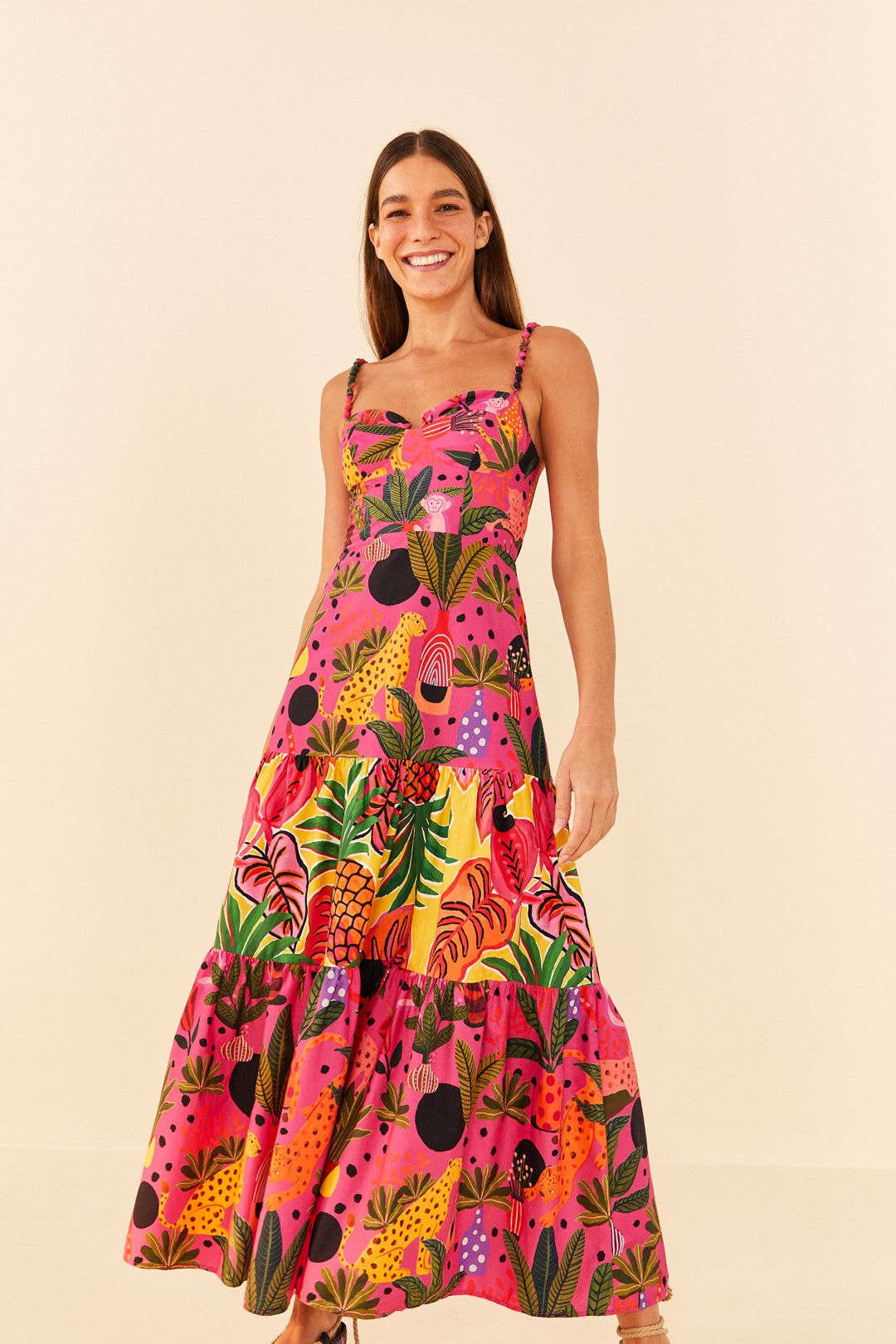 PINK POP LEOPARDS MIXED MIDI DRESS sold by FARM Rio