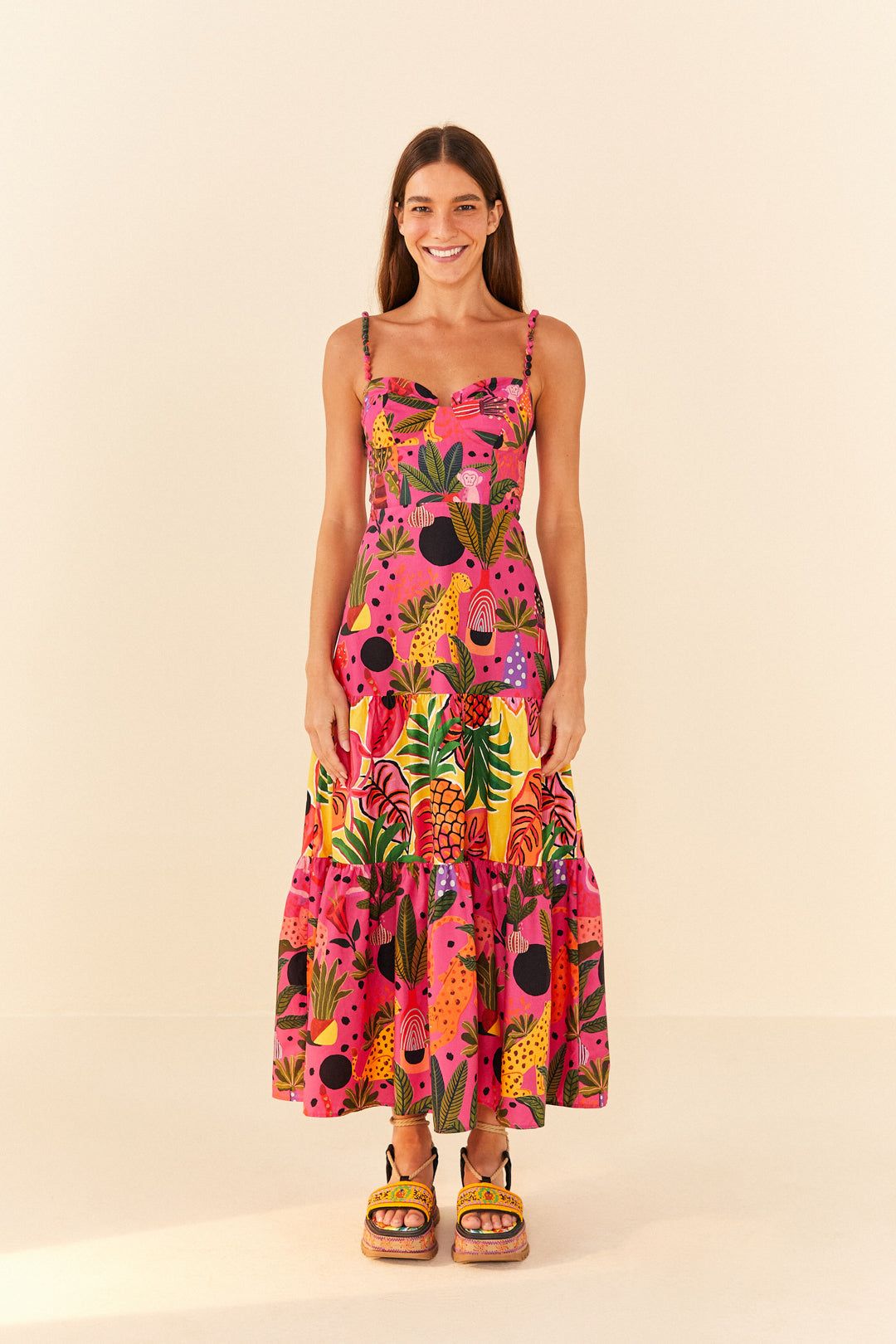 PINK POP LEOPARDS MIXED MIDI DRESS sold by FARM Rio product image thumbnail 3