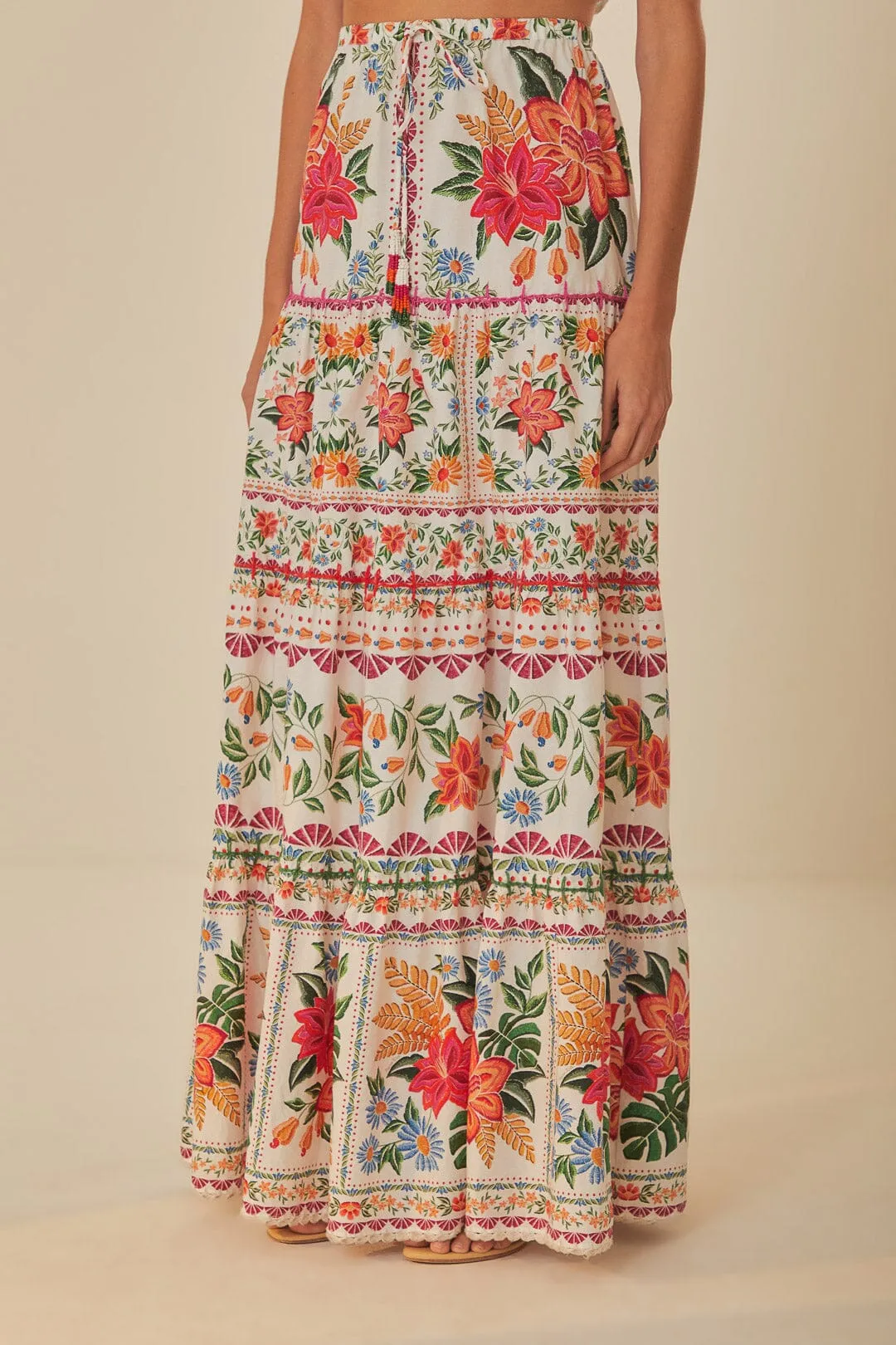 Off-White Bloom Garden Maxi Skirt sold by FARM Rio product image thumbnail 2