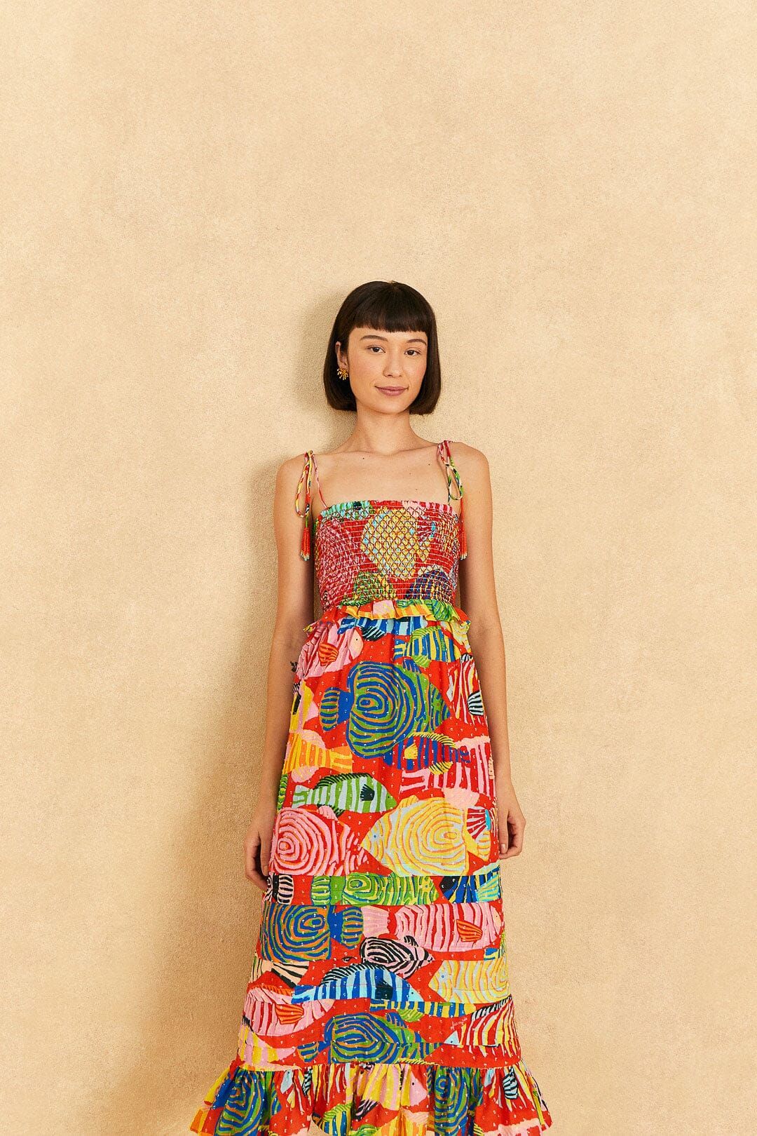 Red Striped Fishes Midi Dress sold by FARM Rio