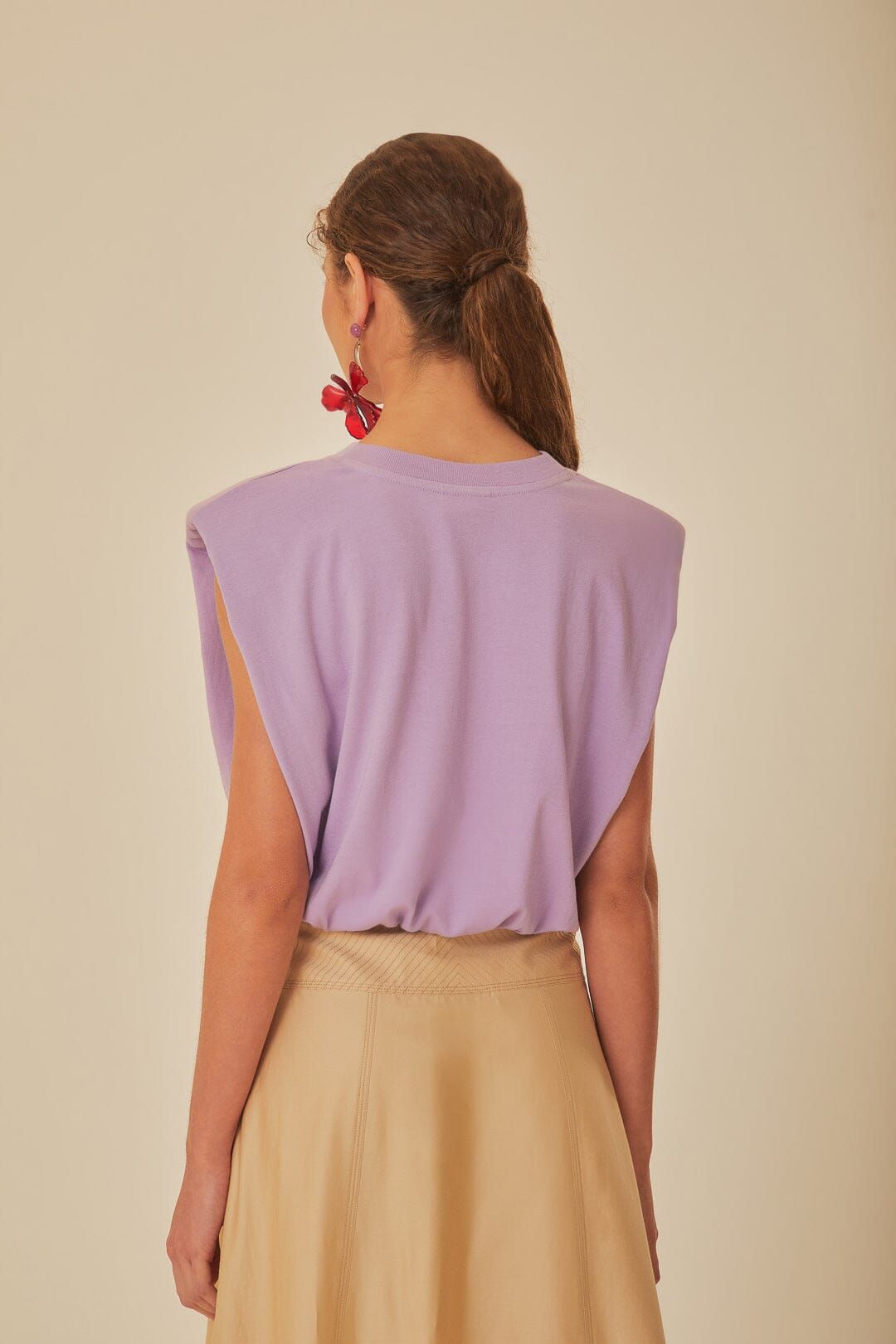 Lilac Summer In The Tropics Shoulder Pad Organic Cotton T-Shirt sold by FARM Rio product image thumbnail 3