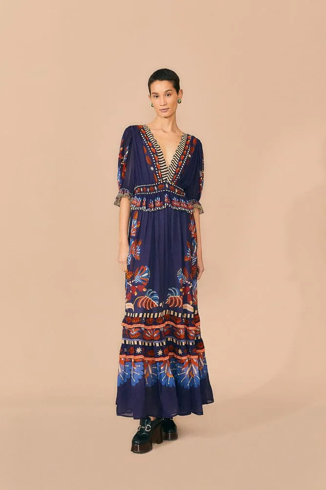 Blue Nature Beauty Short Sleeve Maxi Dress sold by FARM Rio