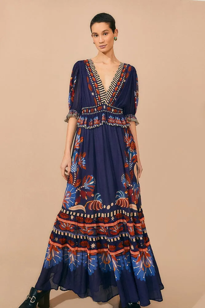 Blue Nature Beauty Short Sleeve Maxi Dress sold by FARM Rio product image thumbnail 2