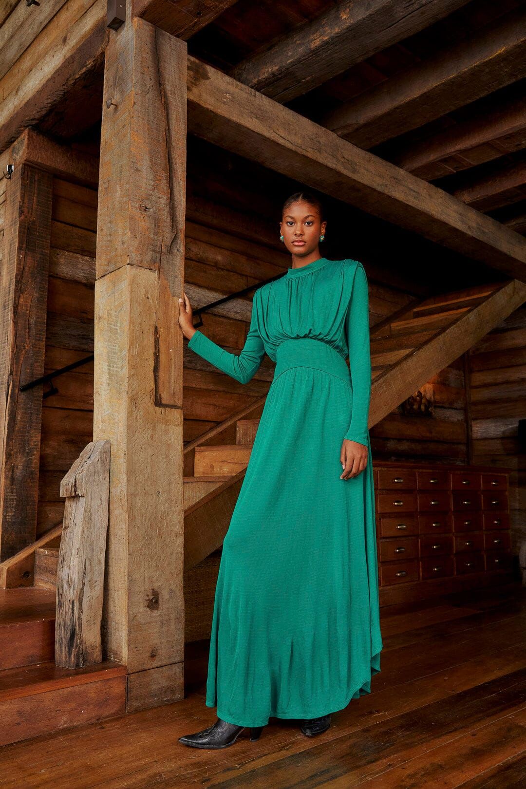 Emerald High Neck Maxi Dress sold by FARM Rio product image thumbnail 3