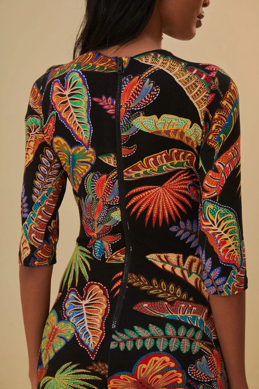Cool Foliage Black Jersey Midi Dress sold by FARM Rio product image thumbnail 4