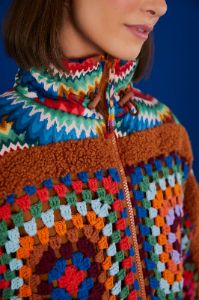 Crochet Colorful Forest Reversible Puffer Jacket sold by FARM Rio