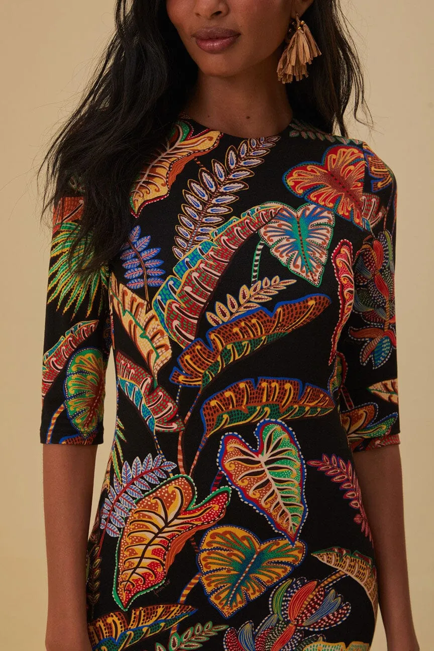 Cool Foliage Black Jersey Midi Dress sold by FARM Rio product image thumbnail 2